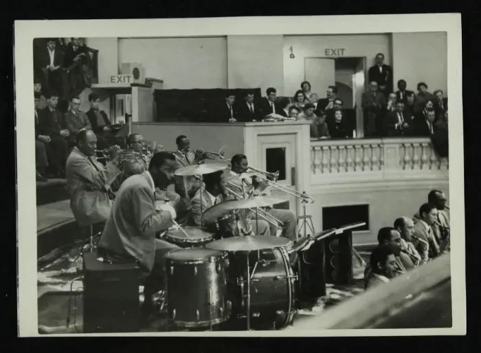 Framed Print : The Count Basie Orchestra in concert, c1950s. Artist: Denis Williams Framed Print : The Count Basie Orchestra in concert, c1950s. Artist: Denis Williams