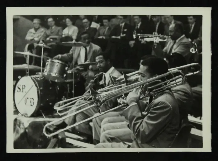 Framed Print : The Count Basie Orchestra in concert, c1950s. Artist: Denis Williams Framed Print : The Count Basie Orchestra in concert, c1950s. Artist: Denis Williams