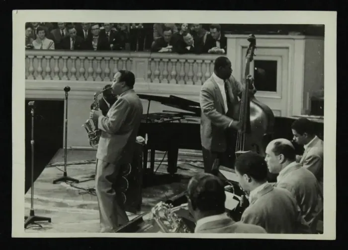 Framed Print : The Count Basie Orchestra in concert, c1950s. Artist: Denis Williams Framed Print : The Count Basie Orchestra in concert, c1950s. Artist: Denis Williams
