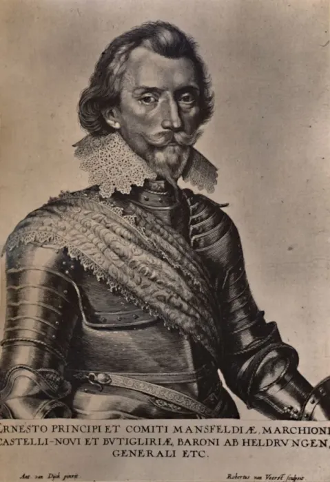 Framed Print : Count Ernst von Mansfeld, German general of the Thirty Years War, 17th century (1894). Artist: Robert van Voerst