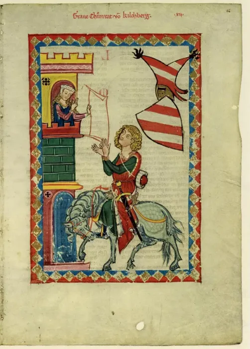 Framed Print : Count Konrad von Kirchberg (From the Codex Manesse), Between 1305 and 1340. Artist: Anonymous Framed Print : Count Konrad von Kirchberg (From the Codex Manesse), Between 1305 and 1340. Artist: Anonymous