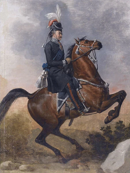 Count Matvei Ivanovich Platov (1757-1818) on horseback, 1800s. Artist: Anonymous