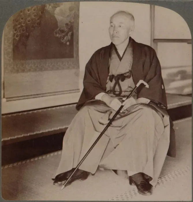 Framed Print : Count Okuma, Ex-Minister of Foreign Affairs, at home, Tokyo, Japan, 1904 Framed Print : Count Okuma, Ex-Minister of Foreign Affairs, at home, Tokyo, Japan, 1904