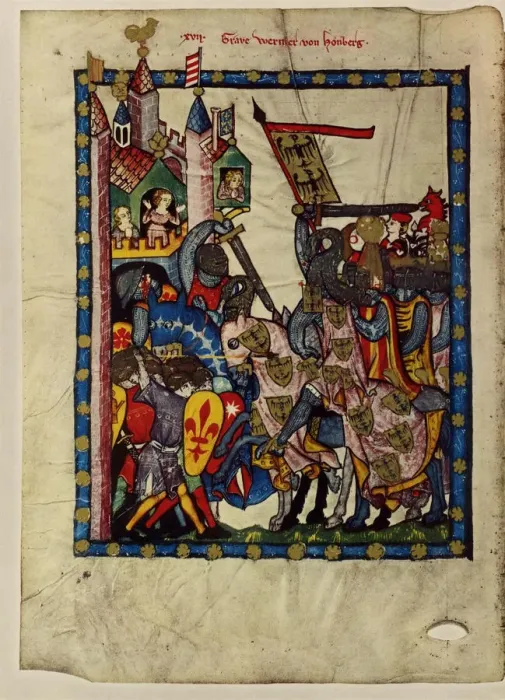 Framed Print : Count Wernher von Homberg (From the Codex Manesse), Between 1305 and 1340. Artist: Anonymous Framed Print : Count Wernher von Homberg (From the Codex Manesse), Between 1305 and 1340. Artist: Anonymous
