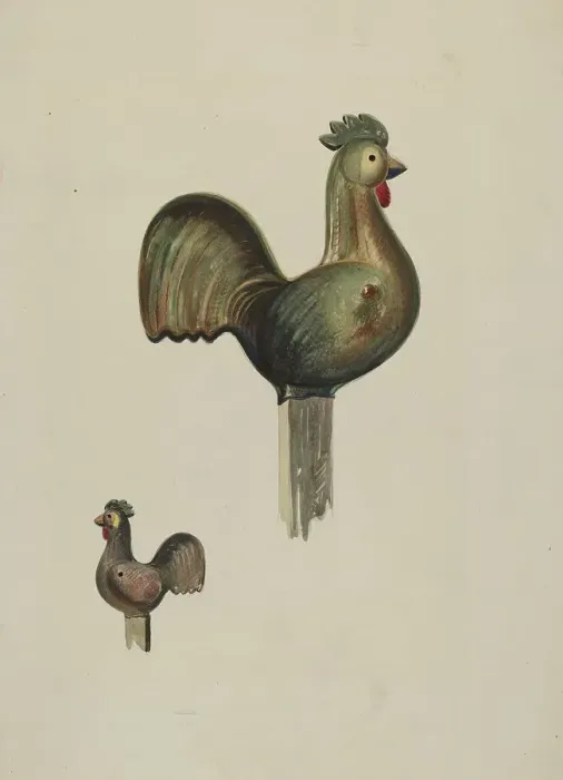Framed Print : Counterbalance Rooster, c. 1936. Creator: James Vail Framed Print : Counterbalance Rooster, c. 1936. Creator: James Vail