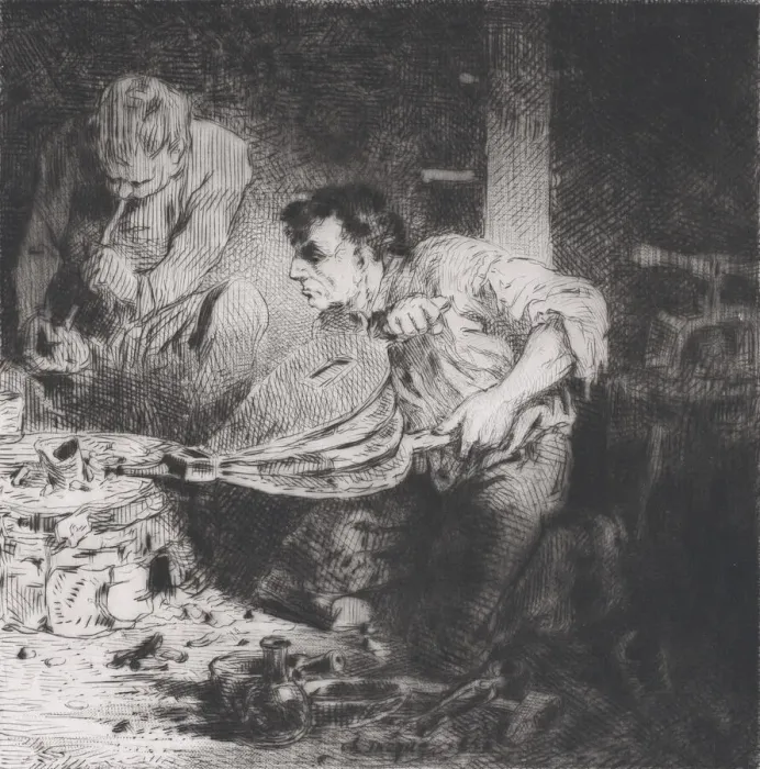 Framed Print : The Counterfeiters, 1843. Creator: Charles Emile Jacque