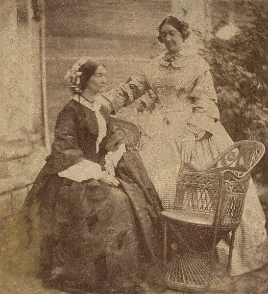 [Countess Canning with Guest, Government House, Allahabad], 1858