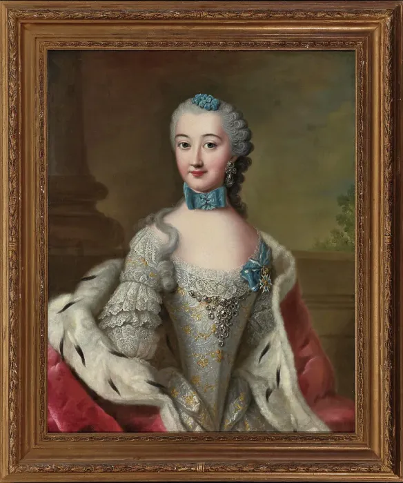 Framed Print : Countess Marie Sophie of Solms-Laubach (1721-1793), Duchess of Württemberg-Oels, ca 1752. Creator: Ziesenis, Johann Georg, the Younger (1716-1776) Framed Print : Countess Marie Sophie of Solms-Laubach (1721-1793), Duchess of Württemberg-Oels, ca 1752. Creator: Ziesenis, Johann Georg, the Younger (1716-1776)