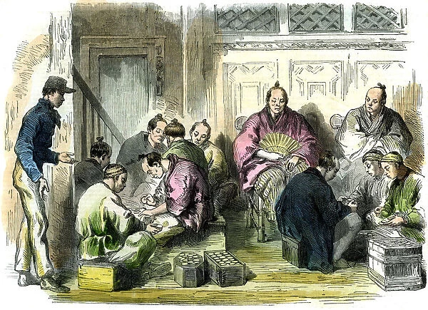 Counting the compensation money for the murder of Mr Richardson, Japan, 1863