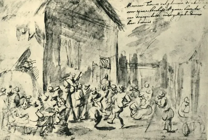 Framed Print : Country dance, mid-late 17th century, (1943). Creator: David Teniers II Framed Print : Country dance, mid-late 17th century, (1943). Creator: David Teniers II