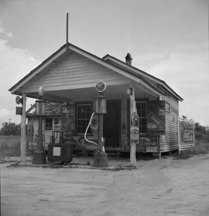 Framed Print : Country filling station owned and operated by tobacco farmer, Granville County, North Carolina, 1939 Creator: Dorothea Lange Framed Print : Country filling station owned and operated by tobacco farmer, Granville County, North Carolina, 1939 Creator: Dorothea Lange