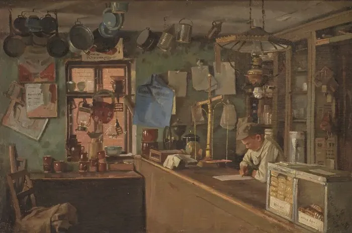 Framed Print : A Country Grocer, 1909. Creator: Hans Smidth Framed Print : A Country Grocer, 1909. Creator: Hans Smidth