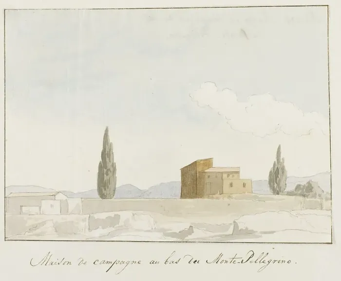 Framed Print : Country house at the foot of Mount Pellegrino, 1778. Creator: Louis Ducros Framed Print : Country house at the foot of Mount Pellegrino, 1778. Creator: Louis Ducros
