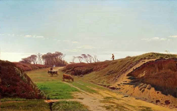 Framed Print : A country lane in Northern Jutland, 1876. Creator: Thorvald Niss Framed Print : A country lane in Northern Jutland, 1876. Creator: Thorvald Niss
