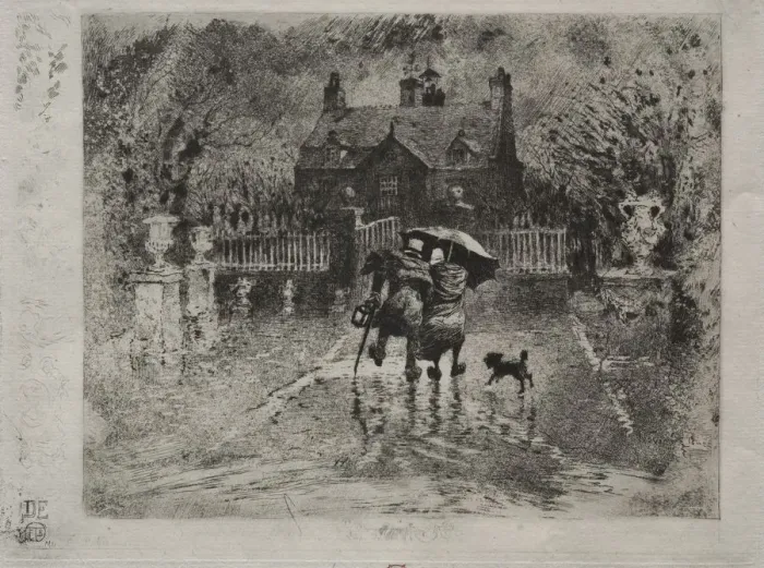 Framed Print : The Country Neighbors, 1879-1880. Creator: Felix Hilaire Buhot (French, 1847-1898) Framed Print : The Country Neighbors, 1879-1880. Creator: Felix Hilaire Buhot (French, 1847-1898)