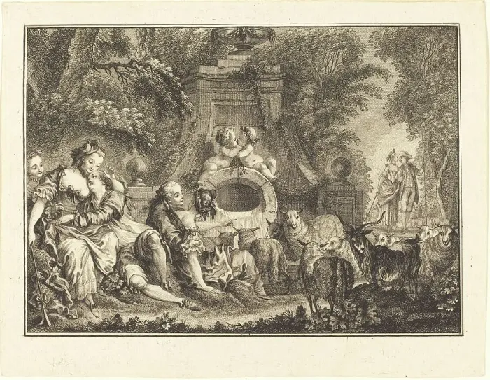 Framed Print : Country Pleasures. Creators: Joseph de Longueil, Charles Eisen Framed Print : Country Pleasures. Creators: Joseph de Longueil, Charles Eisen