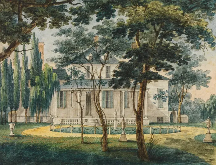 Framed Print : A Country Residence, Possibly General Moreaus Country House at Morrisville... 1811-ca Framed Print : A Country Residence, Possibly General Moreaus Country House at Morrisville... 1811-ca