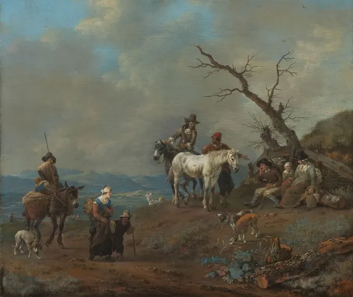 Framed Print : Country Road with Hunter and Peasants, 1650-1674. Creator: Johannes Lingelbach Framed Print : Country Road with Hunter and Peasants, 1650-1674. Creator: Johannes Lingelbach