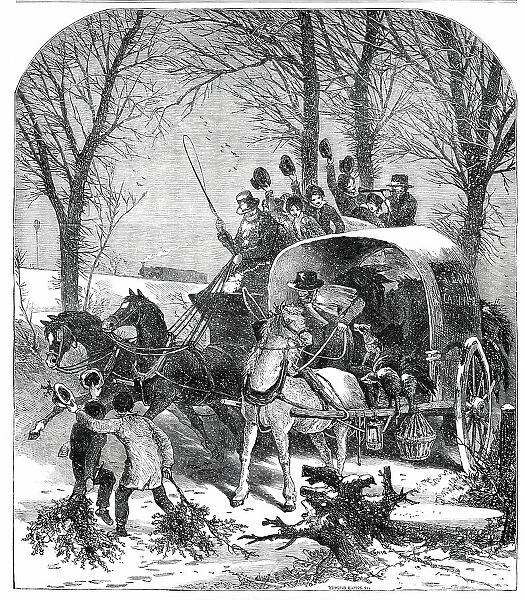Country Road Scene in Winter - drawn by Foster, 1850. Creator: Edmund Evans