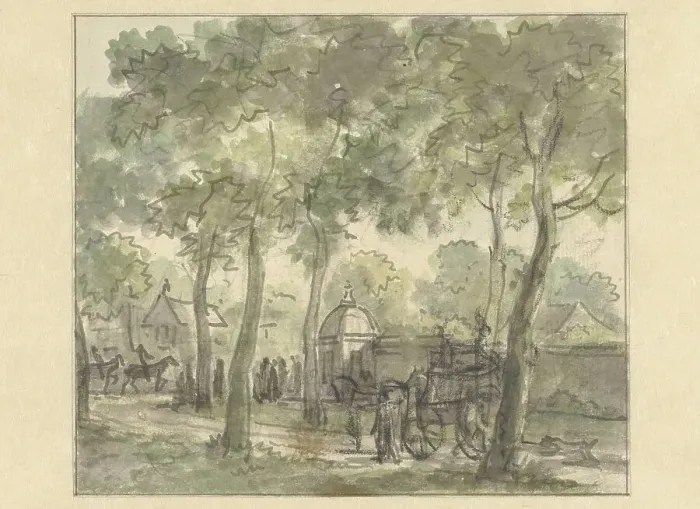 Framed Print : Country road along wall with dome, 1752-1819. Creator: Juriaan Andriessen Framed Print : Country road along wall with dome, 1752-1819. Creator: Juriaan Andriessen