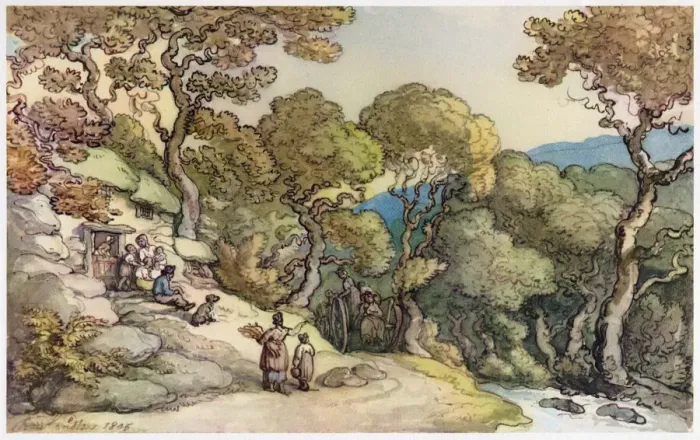 Framed Print : Country Scene in Cumberland, 1805. Creator: Thomas Rowlandson Framed Print : Country Scene in Cumberland, 1805. Creator: Thomas Rowlandson