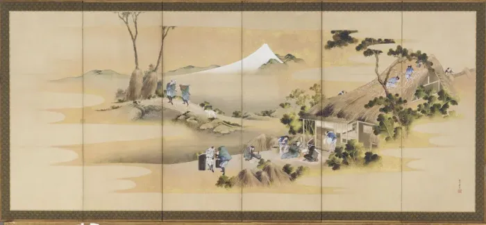 Framed Print : Country Scenes and Mount Fuji; one of a pair, Edo period, ca. 1830-1832. Creator: Hokusai Framed Print : Country Scenes and Mount Fuji; one of a pair, Edo period, ca. 1830-1832. Creator: Hokusai