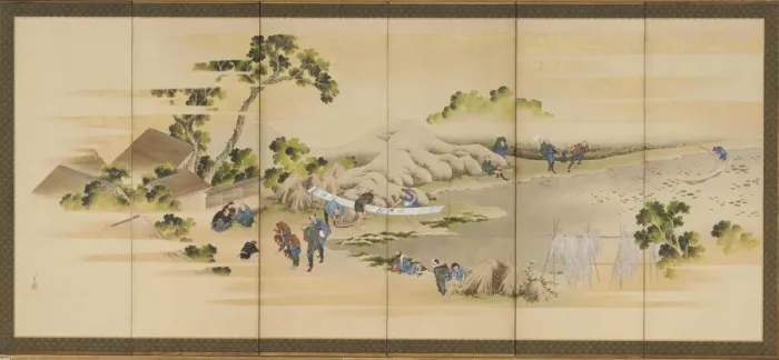 Framed Print : Country Scenes and Mount Fuji; one of a pair, Edo period, ca. 1830-1832. Creator: Hokusai Framed Print : Country Scenes and Mount Fuji; one of a pair, Edo period, ca. 1830-1832. Creator: Hokusai
