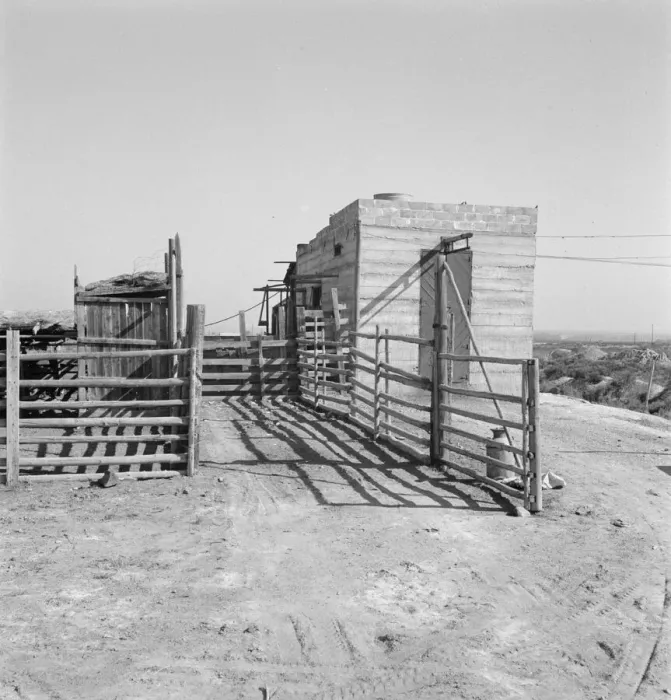 Framed Print : Country slaughterhouse for use of farmers, one mile north of Nyssa, Malheur County, Oregon, 1939. Creator: Dorothea Lange Framed Print : Country slaughterhouse for use of farmers, one mile north of Nyssa, Malheur County, Oregon, 1939. Creator: Dorothea Lange