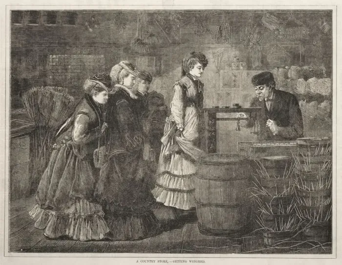 Framed Print : A Country Store, Getting Weighed, 1871. Creator: Winslow Homer (American, 1836-1910) Framed Print : A Country Store, Getting Weighed, 1871. Creator: Winslow Homer (American, 1836-1910)