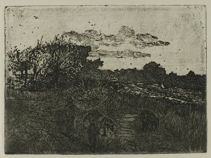 Framed Print : Country at Sunset with Swineherds, n.d. Creator: Giovanni Fattori Framed Print : Country at Sunset with Swineherds, n.d. Creator: Giovanni Fattori