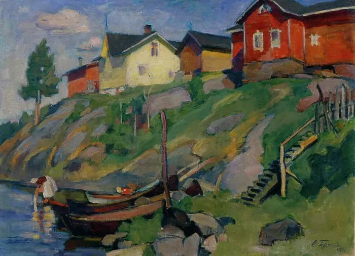 Framed Print : A country village in Finland, 1915. Artist: Braz, Osip Emmanuilovich (1872-1936) Framed Print : A country village in Finland, 1915. Artist: Braz, Osip Emmanuilovich (1872-1936)