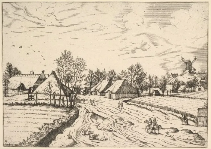Framed Print : Country Village with Post Mill from Multifariarum casularum ruriumque lineamenta curios Framed Print : Country Village with Post Mill from Multifariarum casularum ruriumque lineamenta curios