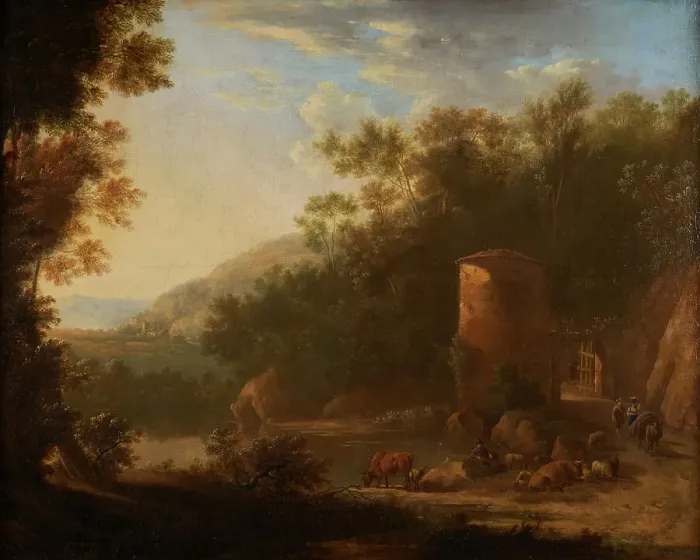 Framed Print : Countryside, between 1653 and 1686. Creator: Frederik de Moucheron Framed Print : Countryside, between 1653 and 1686. Creator: Frederik de Moucheron