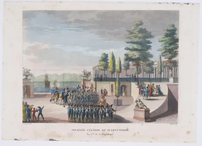 Framed Print : The Coup of 18 Fructidor, Year V, 1804. Artist: Berthault, Pierre Gabriel (1748-1819) Framed Print : The Coup of 18 Fructidor, Year V, 1804. Artist: Berthault, Pierre Gabriel (1748-1819)