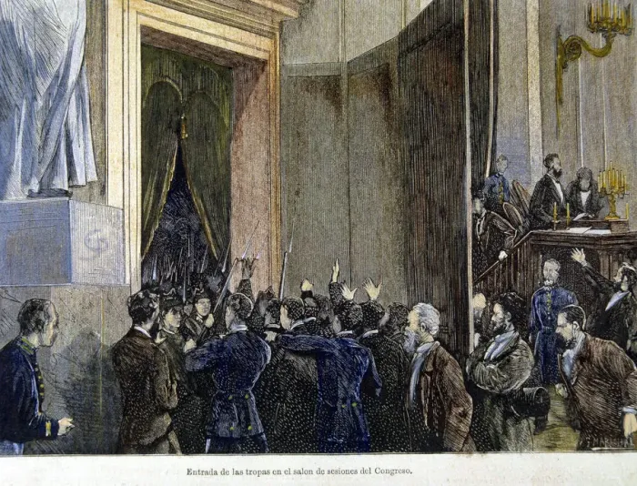 Framed Print : Coup d etat, entry of the troops of General Pavia in Congress, Manuel Pavia (1827-1895) Framed Print : Coup d etat, entry of the troops of General Pavia in Congress, Manuel Pavia (1827-1895)