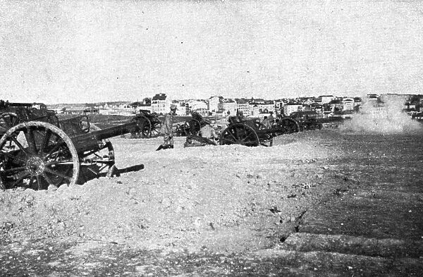 Coup d'etat in Portugal; Revolutionary artillery unit responding to fire from the warships... 1917 Creator: Unknown