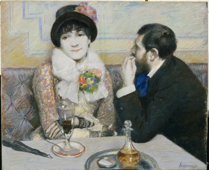 Framed Print : Couple At Cafe, ca 1885 Framed Print : Couple At Cafe, ca 1885