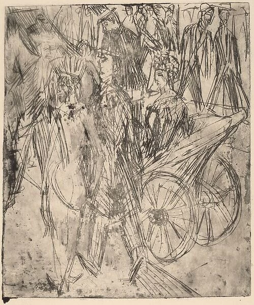 Couple in Front of a Carriage, 1914. Creator: Ernst Kirchner