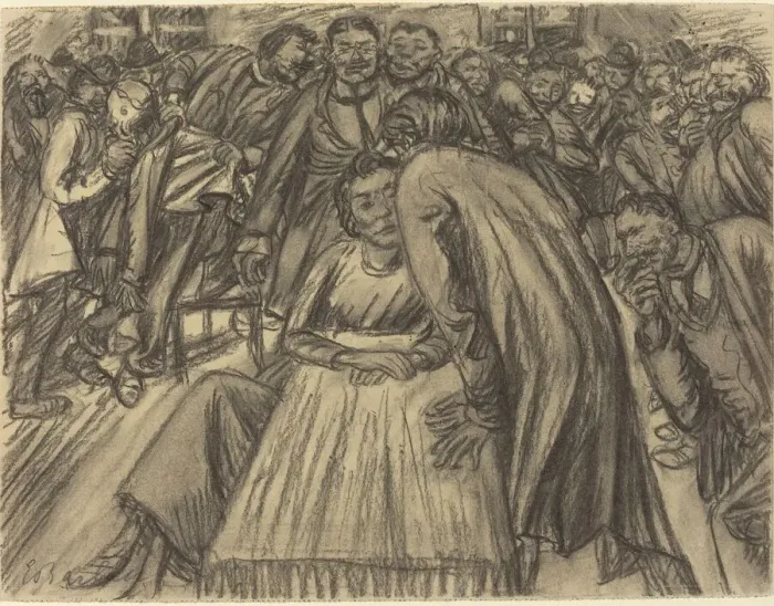 Framed Print : The Couple in the Crowd, 1917. Creator: Ernst Barlach Framed Print : The Couple in the Crowd, 1917. Creator: Ernst Barlach