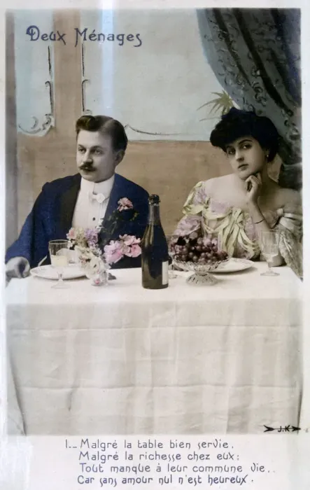 Framed Print : The Couple, French Postcard, c1900 Framed Print : The Couple, French Postcard, c1900