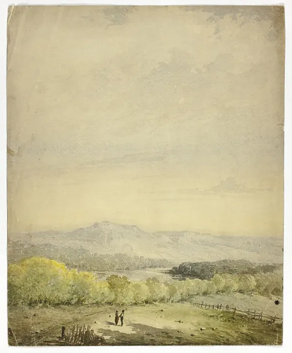 Framed Print : Couple Holding Hands in a Field, 1800-1899. Creator: Unknown Framed Print : Couple Holding Hands in a Field, 1800-1899. Creator: Unknown