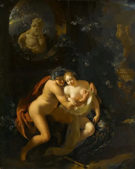Framed Print : A Couple Making Love in a Park Spied on by Children, 1694. Creator: Adriaen van der Werff Framed Print : A Couple Making Love in a Park Spied on by Children, 1694. Creator: Adriaen van der Werff