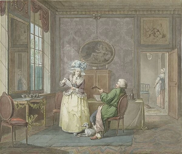 Couple making music in an interior, 1763-1800. Creator: Jacobus Johannes Lauwers