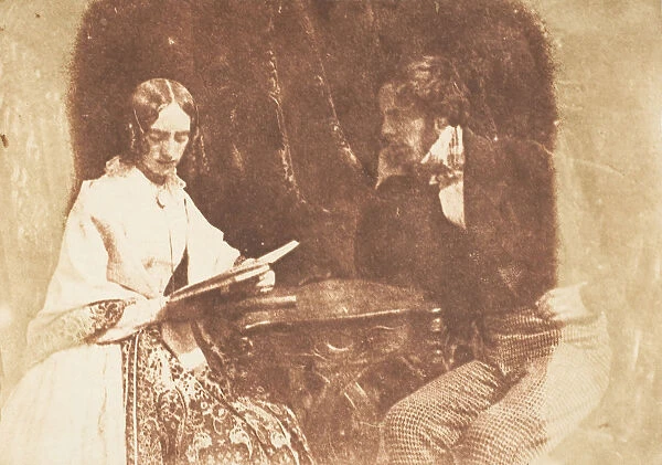 Couple Seated, Woman Reading, 1843-47. Creators: David Octavius Hill, Robert Adamson