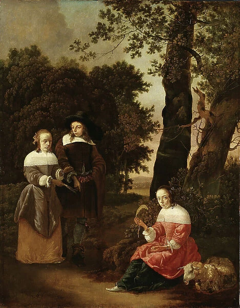 A Couple and a Shepherdess in a Landscape, 1661. Creator: Hendrick van der Burch