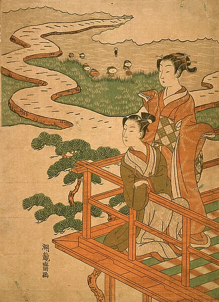 A Couple Viewing Rice Planting, 18th century. Creator: Isoda Koryusai