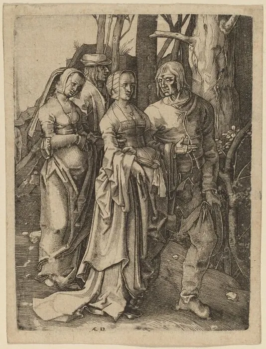 Framed Print : The Two Couples in the Forest. Creator: Hieronymous Wierix Framed Print : The Two Couples in the Forest. Creator: Hieronymous Wierix