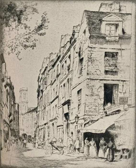 Framed Print : Cour des Halles, Rue St Jacques, 1915. Artist: Bror Julius Olsson Nordfeldt Framed Print : Cour des Halles, Rue St Jacques, 1915. Artist: Bror Julius Olsson Nordfeldt