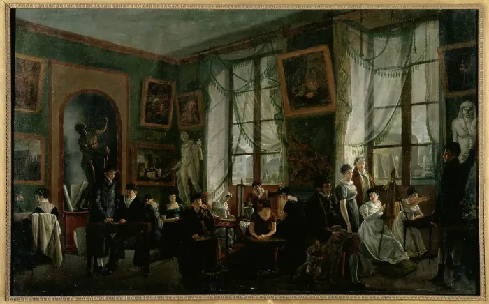 Framed Print : Cours de dessin féminin, vers 1810, c1810. Creator: Ecole Francaise Framed Print : Cours de dessin féminin, vers 1810, c1810. Creator: Ecole Francaise