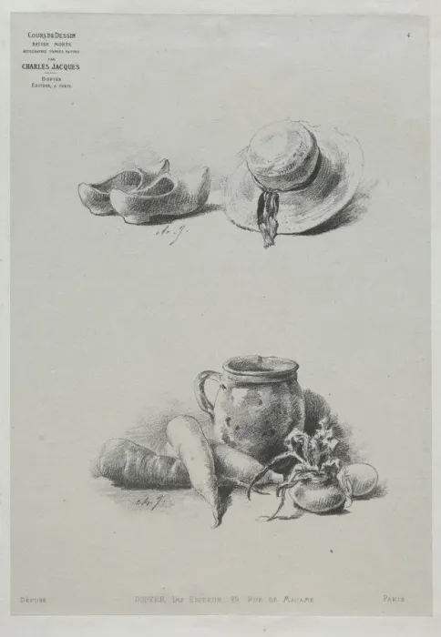 Framed Print : Course in Drawing: No. 4 - Still Life. Creator: Charles-Emile Jacque (French, 1813-1894) Framed Print : Course in Drawing: No. 4 - Still Life. Creator: Charles-Emile Jacque (French, 1813-1894)